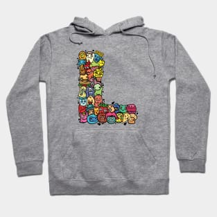 Alphabet Monster Doodle Letter L Monogram Hoodie